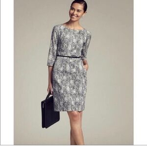 MM Lafleur Etsuko Crackle Sheath Elegant Gray Patterned Dress